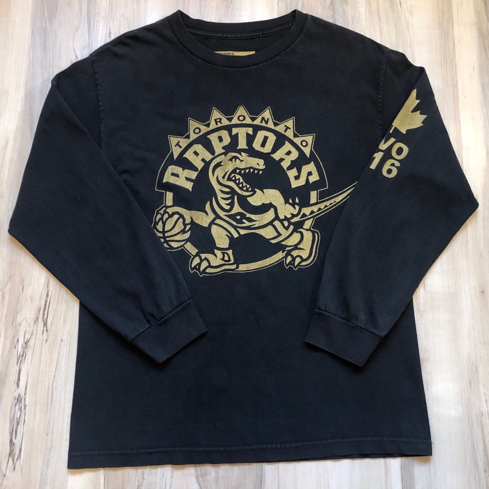 OVO x Toronto Raptors 2014 Drake Night Long Sleeve Shirt M Black Gold 416 Owl
